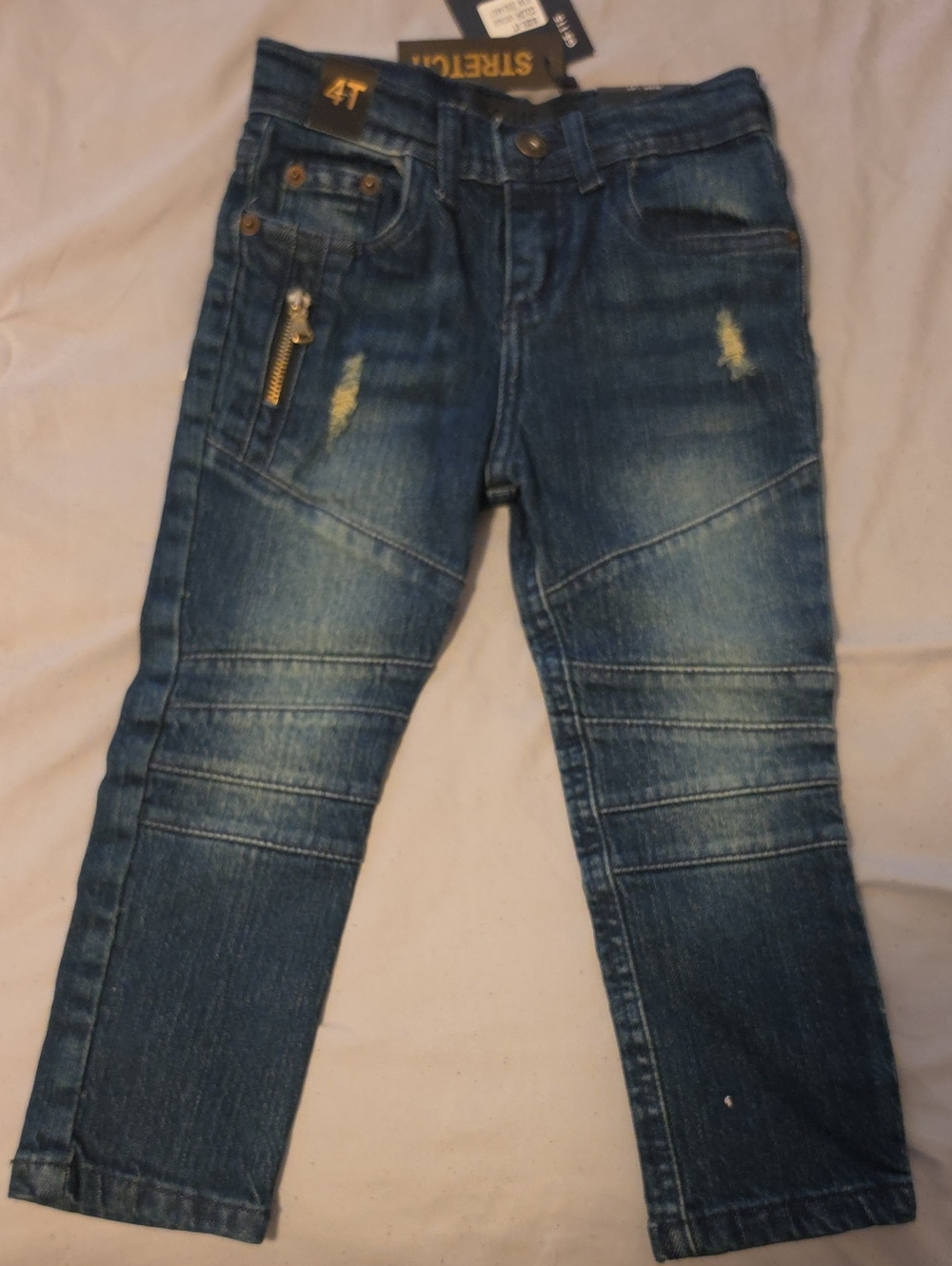Dark Blue Kids' Denim Jeans with Zip Accent